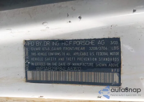 2004 Porsche Cayenne S из США, поврежденный, VIN WP1AB29P84LA61612